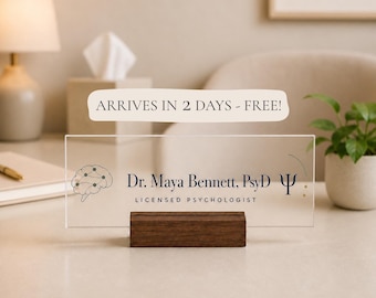 Psychologist Desk Name Plate, Personalized PsyD Acrylic Nameplate, Psychology Graduation Gift