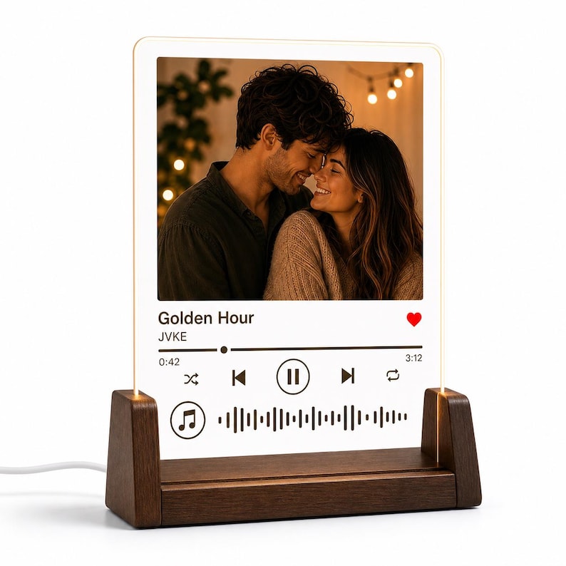 Custom Song Code Plaque, Personalized Music Plaque with Photo, LED Acrylic Song Gift image 2