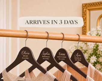 Personalized Dark Wood Bride Hanger, Custom Walnut Wedding Dress Hanger with Name, Bridal Party Gift
