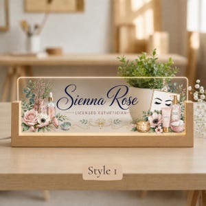 Personalized Esthetician LED Nameplate, Custom Lash Tech Desk Sign, Salon Owner Gift - image 5: 05-Style1