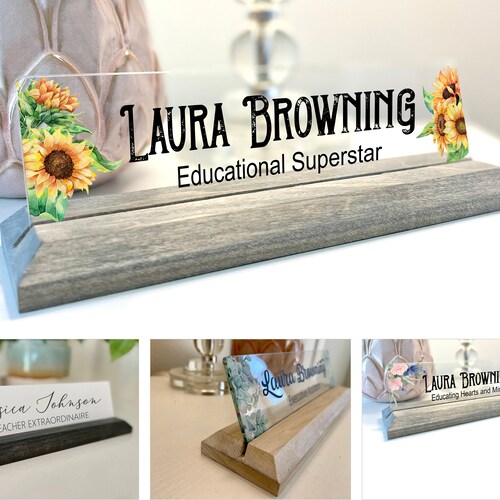 Personalized Desk Name Plate for Office Desk Gold Teacher Etsy