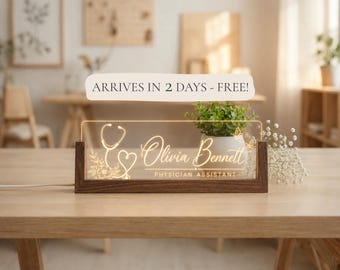 Physician Assistant LED Name Plate, Custom PA Desk Sign, PA Graduation Gift