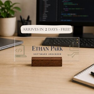 Software Engineer Desk Name Plate, Personalized Acrylic Nameplate, Computer Science Graduation Gift
