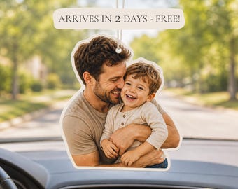 Custom Photo Air Freshener, Father's Day Gift for Dad, Personalized Car Freshener with Kids Picture, Dad Car Gift
