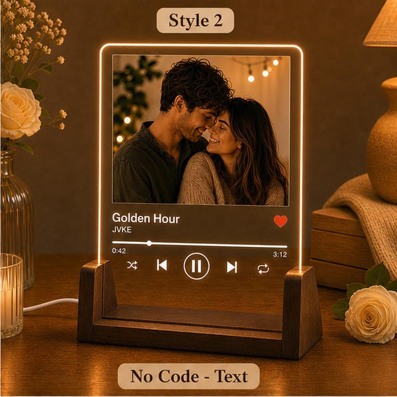 Custom Song Code Plaque, Personalized Music Plaque with Photo, LED Acrylic Song Gift image 5