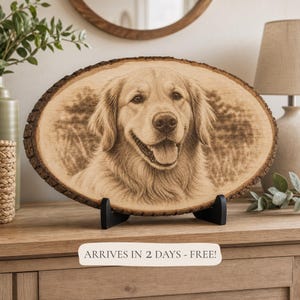 Pet Memorial Wood Slice, Custom Dog or Cat Photo Engraving, Personalized Pet Loss Sympathy Gift