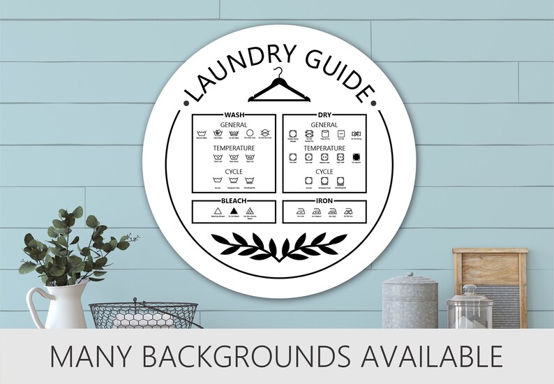 Laundry Symbols Sign Guide Laundry Guide Sign Laundry Etsy