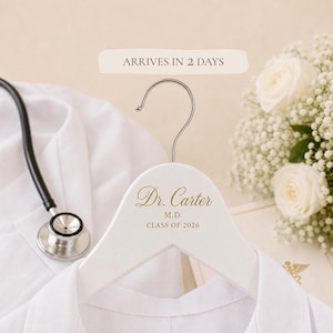 First White Coat Ceremony Hanger, Personalized Doctor Coat Hanger, Medical Graduation Gift, New Doctor Gift