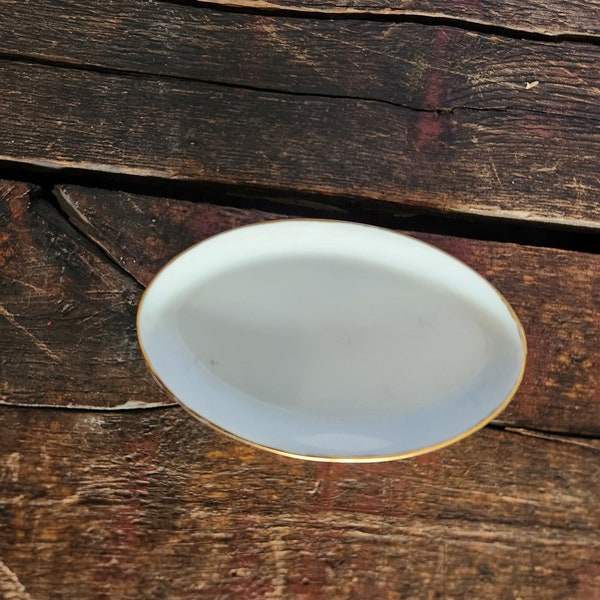 Gerold Porzellan small white gold trim oval tray