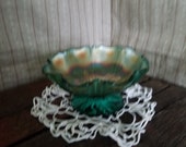 West moreland teal carnival glass dish