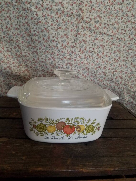 VTG Pyrex Corning Rangetoppers 2 1/2 Quart Saucepan with Glass Lid Spice of  Life