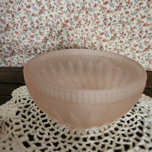 Small pink satin glass bowl