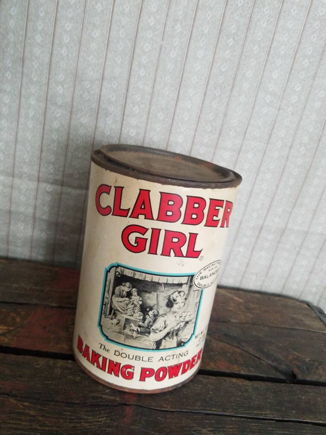 Vintage 32 Oz Clabber Girl Baking Powder Tin Etsy