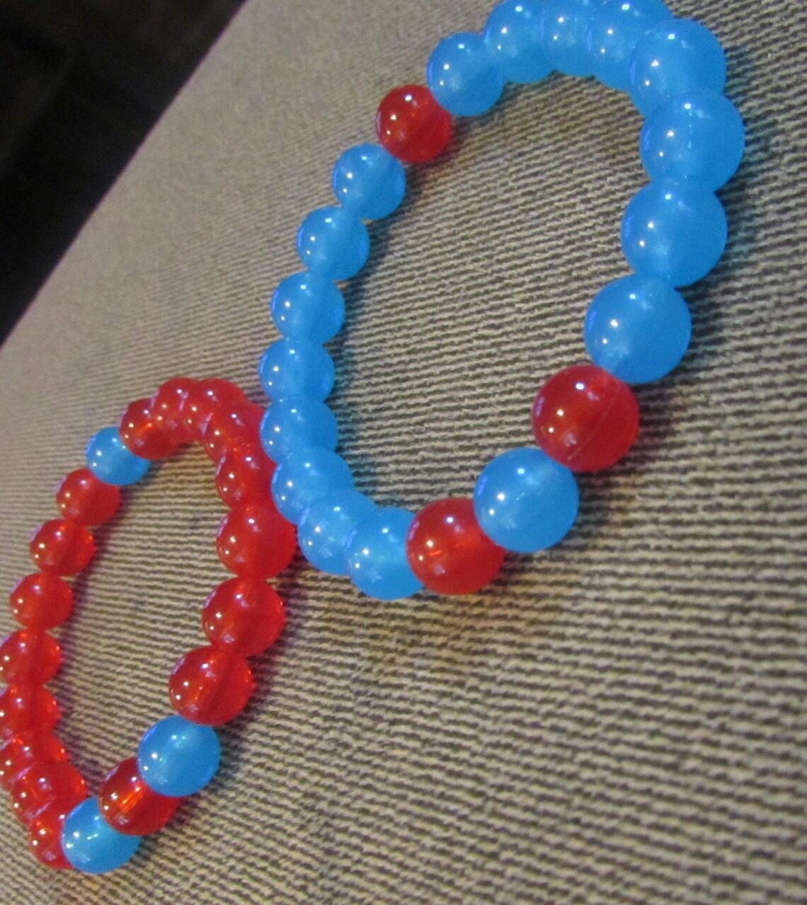Friendship/Relationship Bracelets. Red and Blue Beaded Etsy
