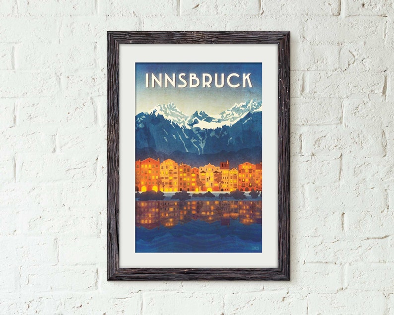 Innsbruck Austria vintage style travel poster Austria print Etsy