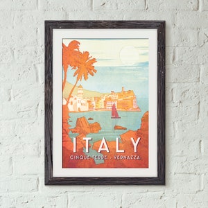 Italy, Cinque Terre Vintage Travel Poster