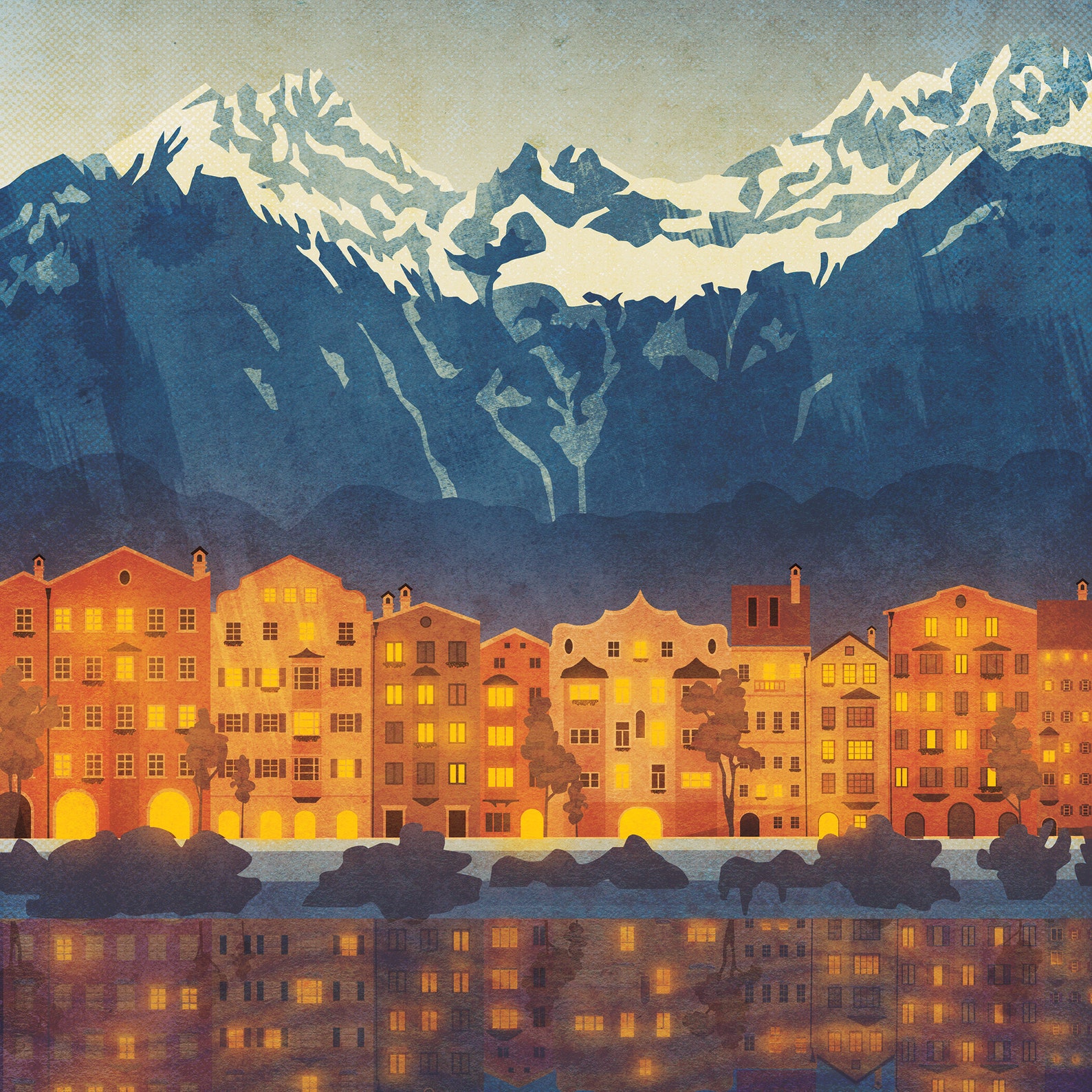 Innsbruck Austria Vintage Style Travel Poster Austria Print Etsy