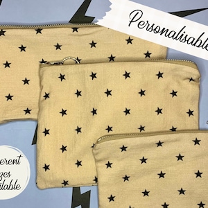 Black Star on pale tan pouch/pencil case