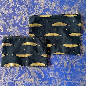 Gold feather pencil case