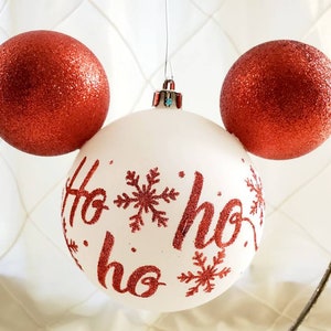 Pixie Dust - Mickey & Minnie Shaped Shatterproof Christmas Tree Ornaments / Decoration - Ho Ho Ho - Large - Mouse