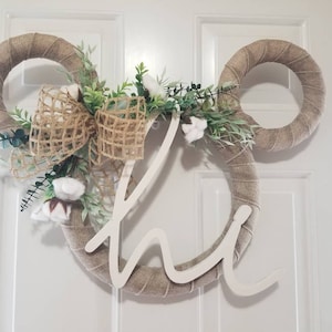 Large Magic Pixie Dust Mickey Minnie Farmhouse Cotton Wreath - Perfect for Spring, Fall, Wedding, Housewarming Decor, and Gift