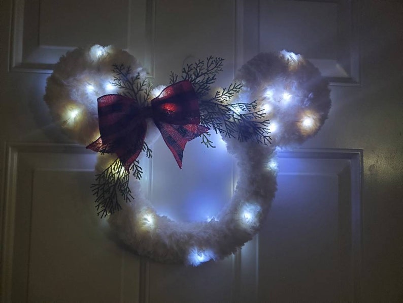 Pixie Dust Mickey & Minnie Winter and Fall Fluffy Farmhouse Wreath Perfect Mouse Decor for the Christmas Holiday Season image 7