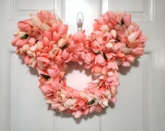 Spring Pixie Dust - Mickey & Minnie Tulip Wreath - Perfect Mouse Floral Decor for Mother's Day, Easter, Wedding, Gift, and More