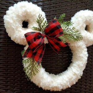 Pixie Dust Mickey & Minnie Winter and Fall Fluffy Farmhouse Wreath Perfect Mouse Decor for the Christmas Holiday Season image 5