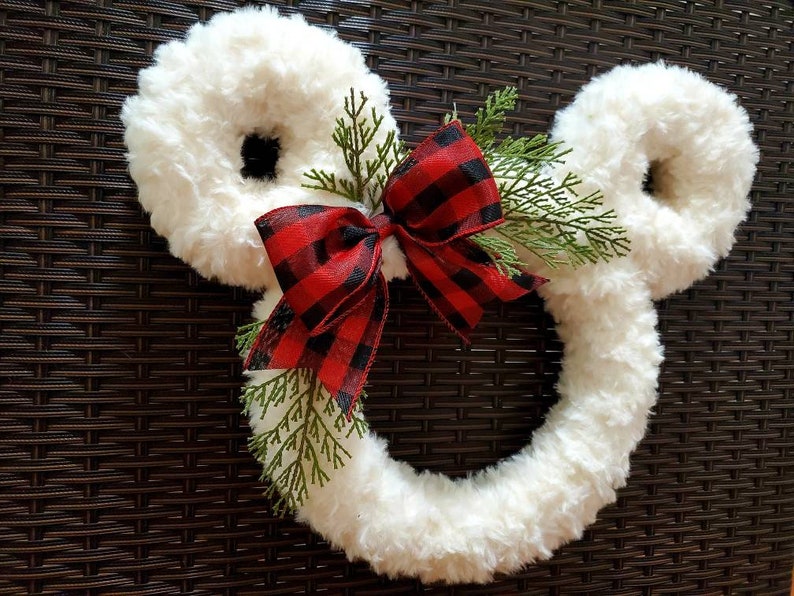 Pixie Dust Mickey & Minnie Winter and Fall Fluffy Farmhouse Wreath Perfect Mouse Decor for the Christmas Holiday Season image 5