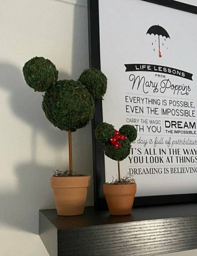 Topiary Mickey & Minnie Topiaries for Magic to Home, Wedding, Mad Tea Party, Gifts Great Bathroom, Coffee Bar Tiered Tray Mouse Decor image 1