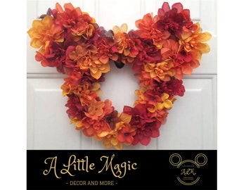 Magic Pixie Dust - Main Street Rustic Fall Burlap Flower Wreath - Red, Orange, and Yellow - Perfect subtle Mickey Minnie home decor