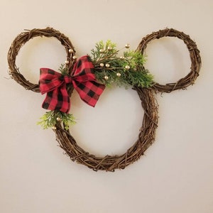 Pixie Dust - Mickey & Minnie Christmas  / Fall Wreath -  Buffalo Plaid Bow - Holiday Season