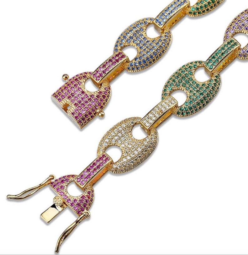 18K Gold plated Iced Out Gucci Link Chain Men's Jewelry Etsy