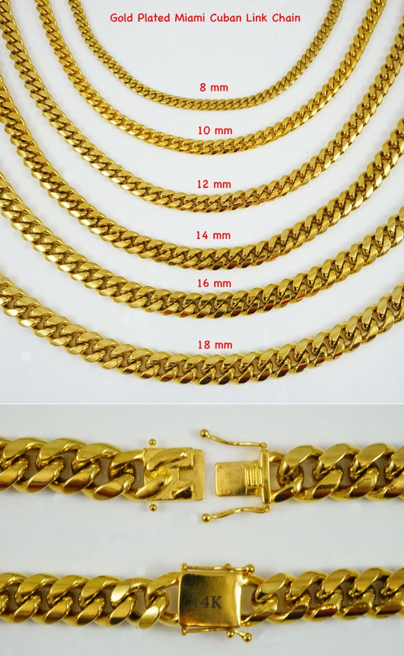 7 mm HOMME Miami Cubain 14k plaqué or en Acier Inoxydable Chaîne Collier Pendentif 22/"