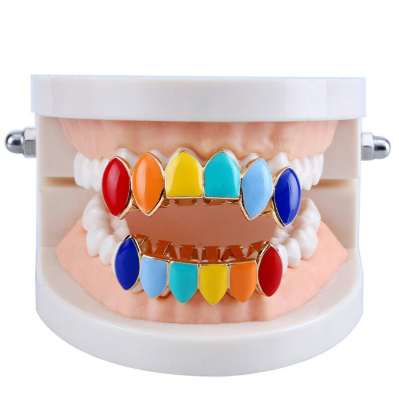 Rainbow Color Grillz 6 Teeth Grills Set Etsy