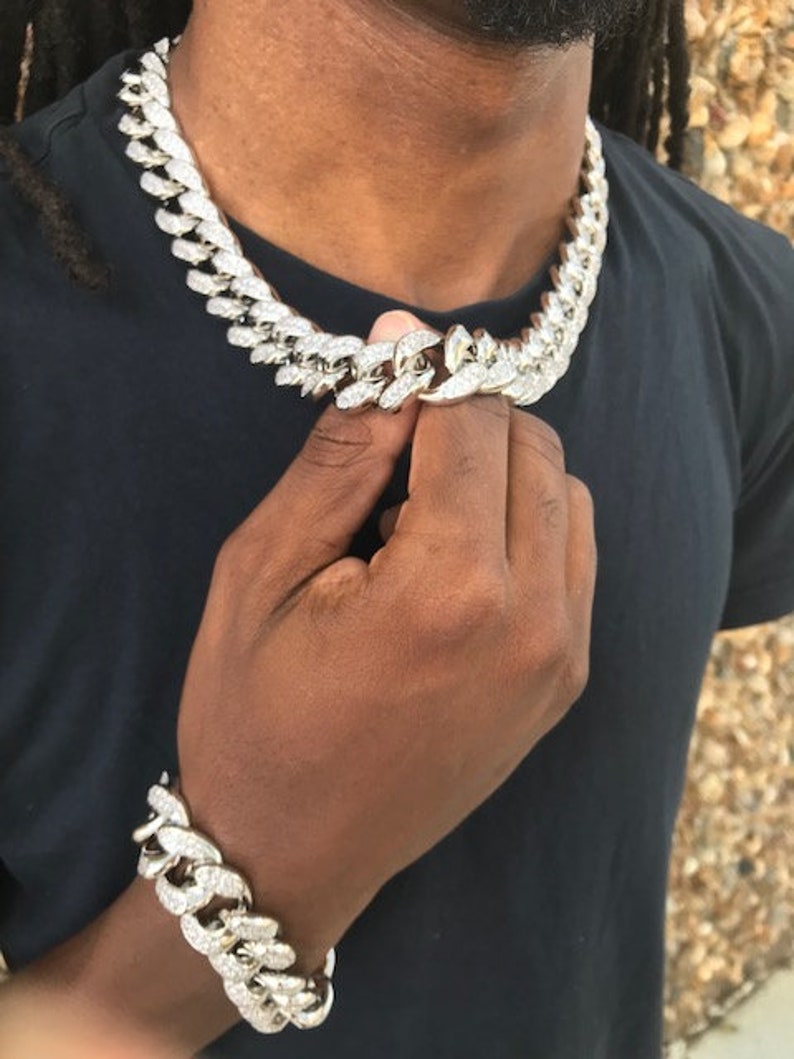 Iced out Miami Cuban link chain 18mm 8/18/20/22/24/30in Etsy