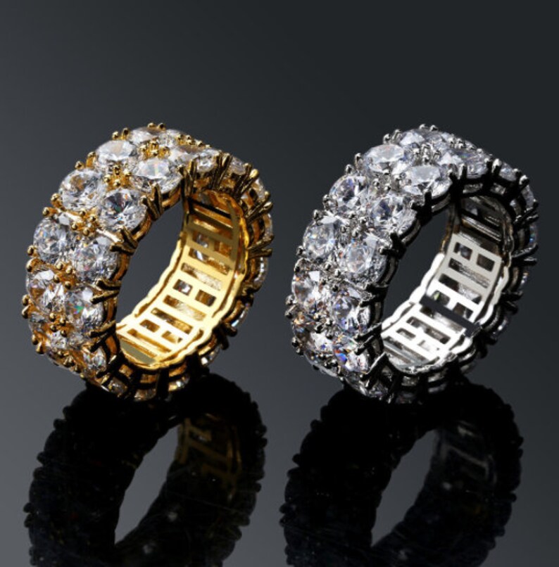 FULL Iced Out Men�s 14k Gold CZ Ring Pinky Ring Wedding Etsy