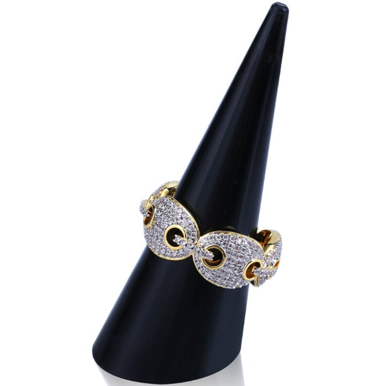 FULL Iced Out Men's 14k Gold CZ Ring Gucci link Pinky Etsy