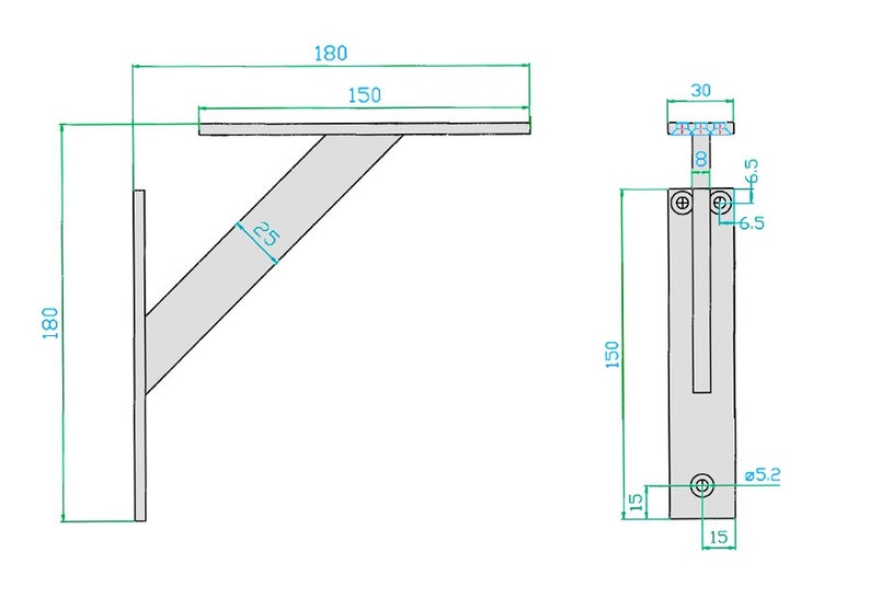 Pair of MODERN ALUMINUM Shelf Brackets Support Decorative Corner Modern