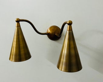 Handcrafted Double & Single Modern Style Sconce Mid Century Modern Raw Brass Wall Lamps