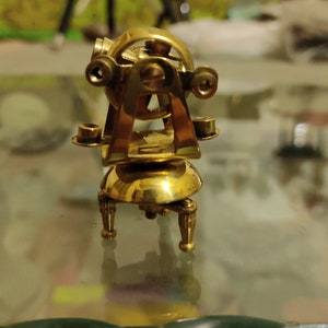 Antico Strumento Per Rilievo Alidade Bussola Finitura Ottone Articolo - Foto 2