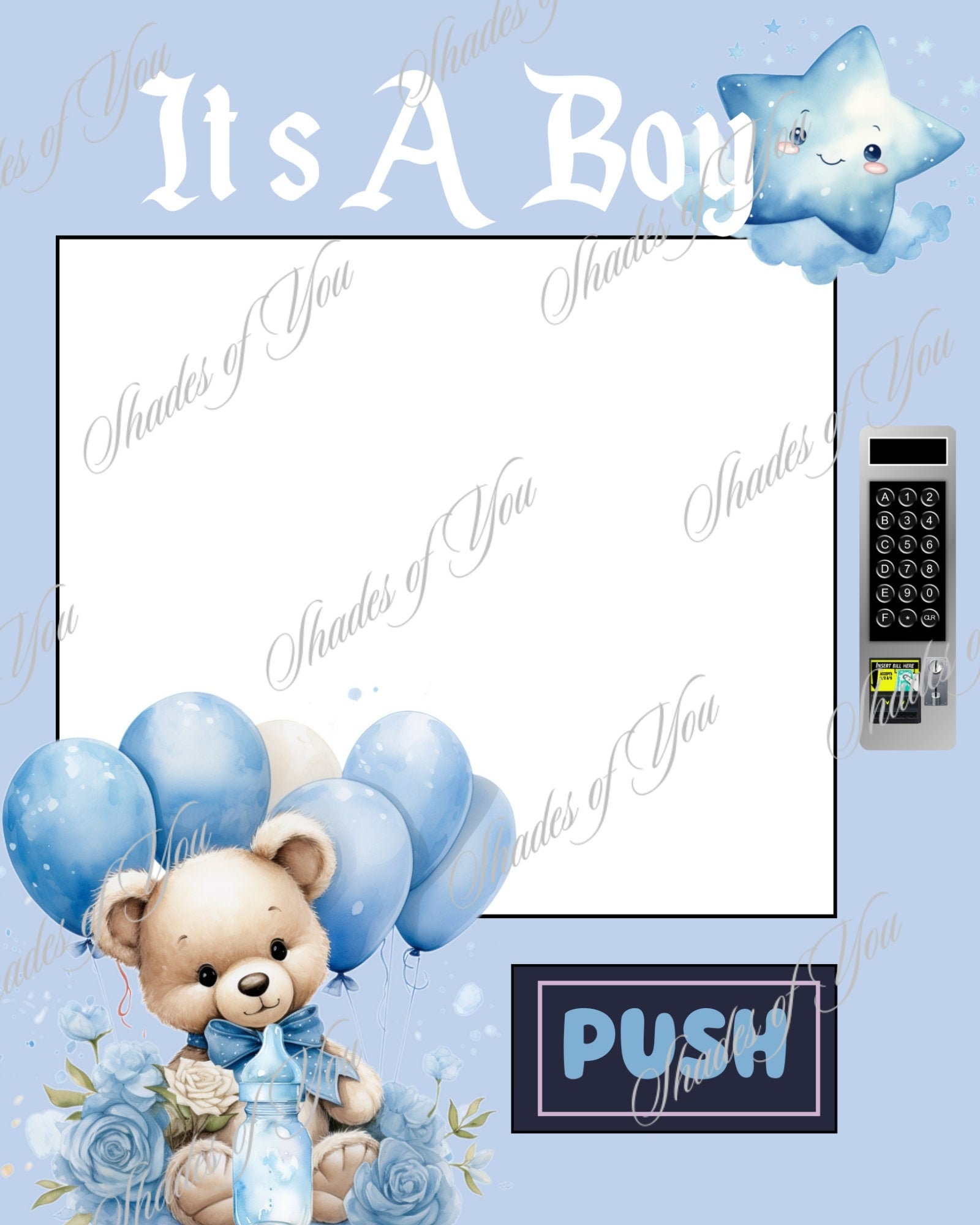 Vending Machine Template, It's A Boy, Shower Gift Template