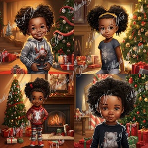 旅の途中のアフリカ系アメリカ人の幼児向けクリスマス プロンプト