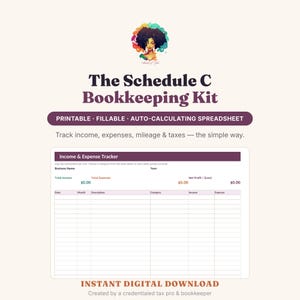 Bokföringskit för Schema C | Inkomst- och utgiftsspårare för småföretag (digital nedladdning)
