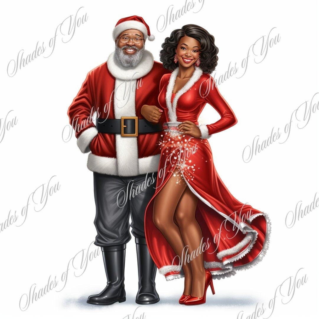 African-american Santa and Mrs. Claus Clip Art - Etsy