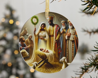 African-American Nativity Acrylic Ornaments