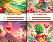 Aloha Valentine's Exchange Cards, Hawaiian Cultural Designs