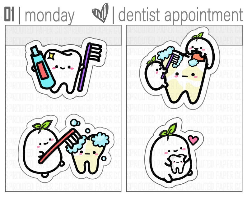 Sprouties Dental Stickers Dentist Stickers Teeth Etsy