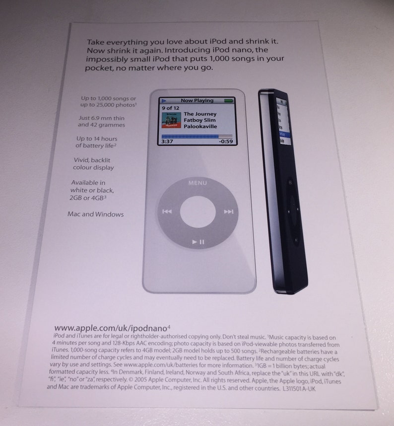 Apple iPod Nano Promo Postcard from 2005 Collectible image 3
