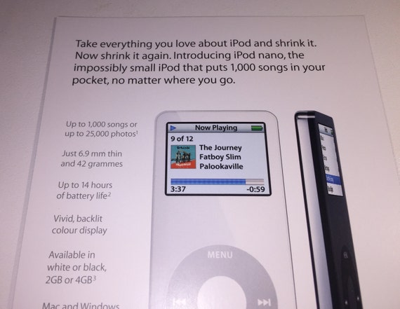 Apple Ipod Nano Promo Postcard From 2005 Collectible 